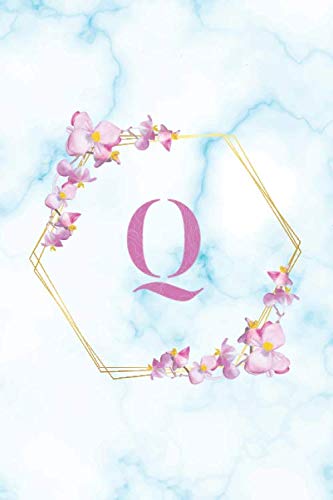 capítulo por capítulo baixar Q: Personalized Lined Journal Blue Marble Background & Flowers | Initial Monogram Ruled Notebook, Diary, Journal (6 x 9 - 110 lined pages)