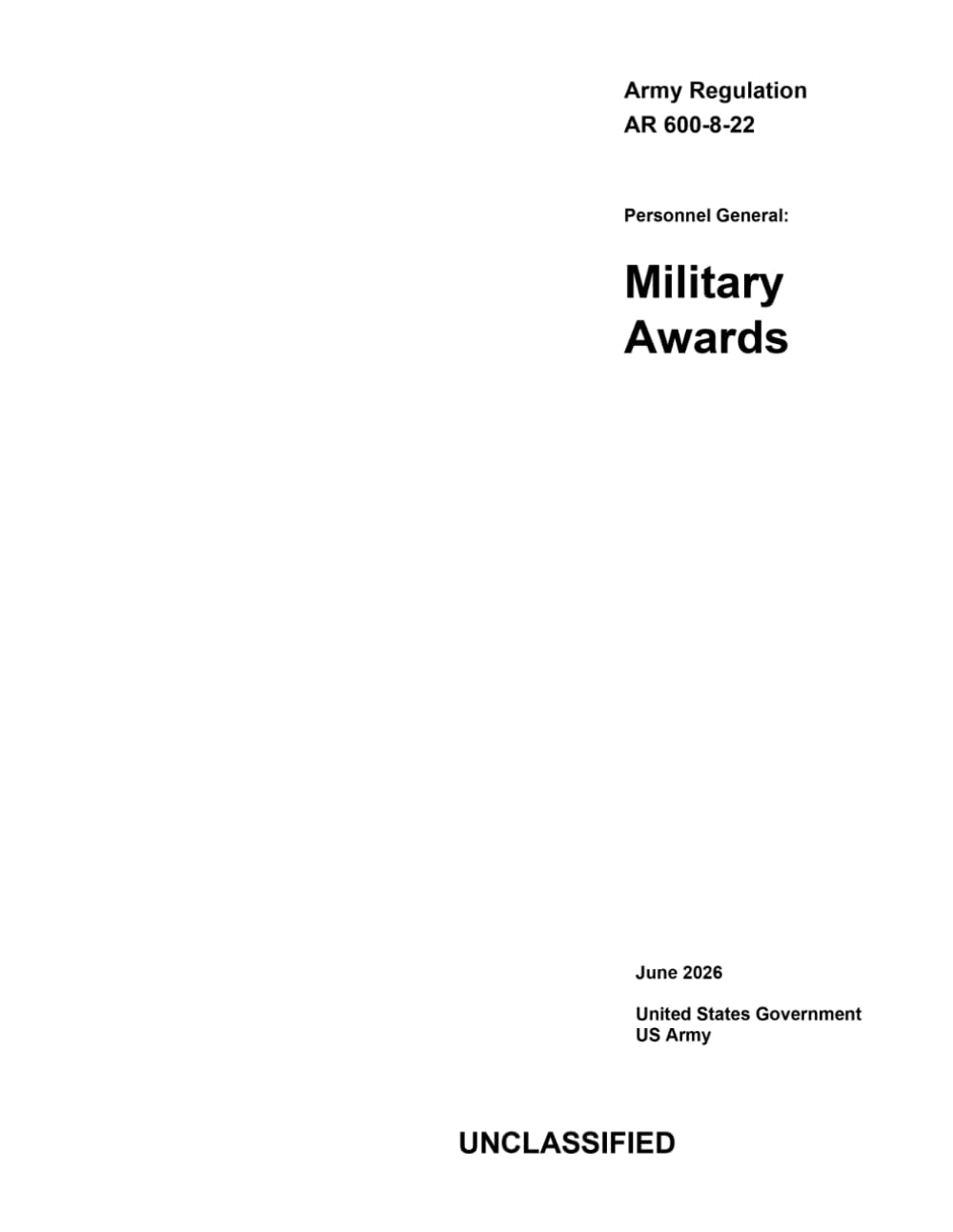 ler totalmente Army Regulation AR 600-8-22 Personnel General: Military Awards June 2026