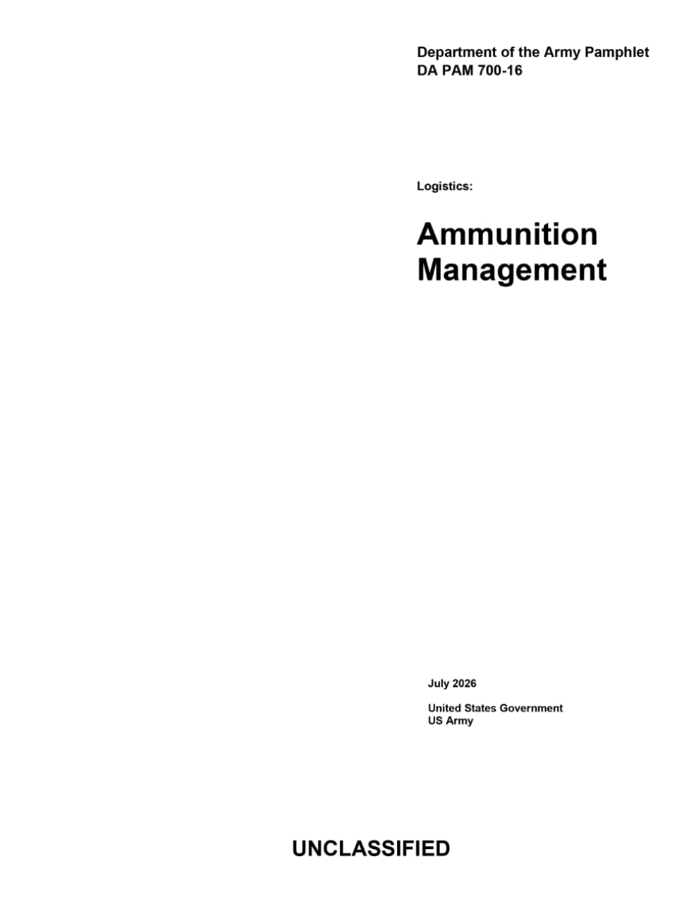 capítulo por capítulo baixar Department of the Army Pamphlet DA PAM 700-16 Logistics: Ammunition Management July 2026