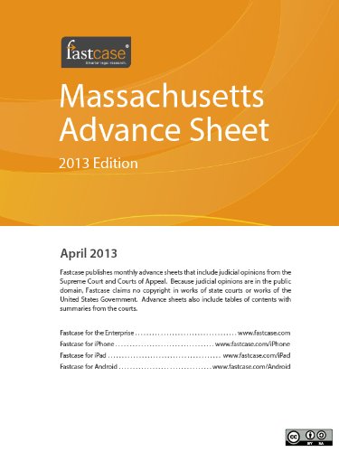 Massachusetts Advance Sheet April 2013 (English Edition) baixar livro de graça