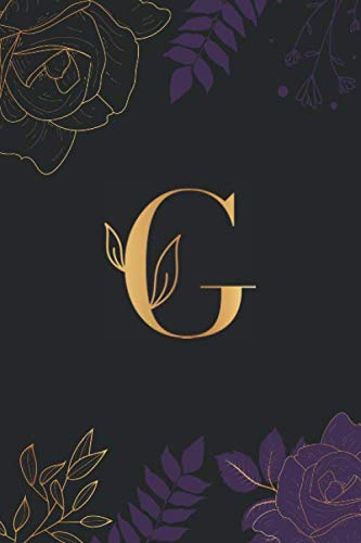 G: Cute Personalized Lined Journal Black Background & Flowers | Initial Monogram Alphabet Letter Ruled Notebook | Diary for Writing & Note Taking for Girls & Women (6 x 9-110 lined pages) baixar livro de graça