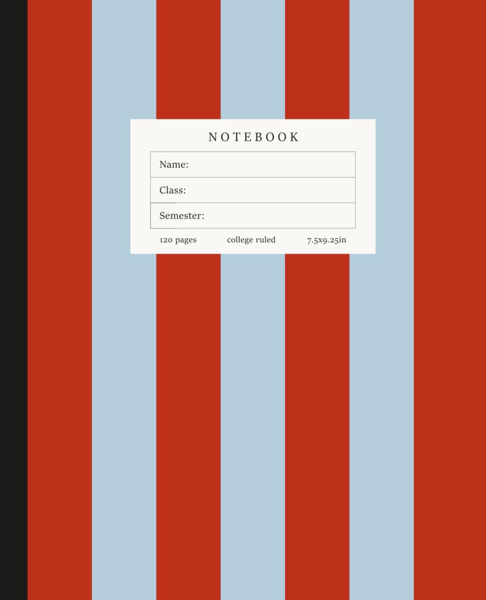 ler totalmente Notebook: Composition Notebook College Ruled: 7.5 x 9.25 in, 120 Pages - Aesthetic Vertical Stripes Red and Light Blue Design, Ideal for University Students, School & Journaling