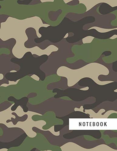 ler totalmente Notebook: Plain College Ruled Composition Book, Writing Journal with Camouflage Army Green Military Pattern Design - Large 8.5 x 11 inches - 110 Pages