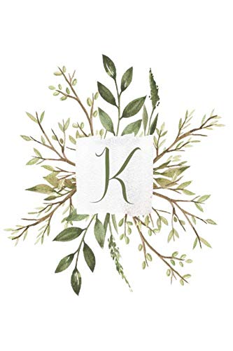 ler totalmente K: Watercolor Forest Plants Monogram Notebook