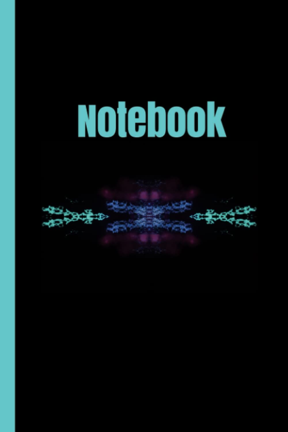 ler totalmente Notebook: Notebook with bright light blue, blue and violet lightning phenomena on the black background