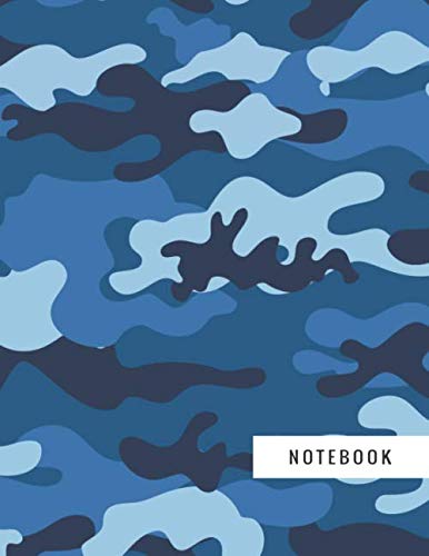 Notebook: Plain College Ruled Composition Book, Writing Journal with Camouflage Army Blue Military Pattern Design - Large 8.5 x 11 inches - 110 Pages baixar livro de graça