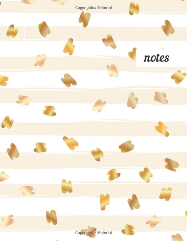 ler totalmente Notes: College Ruled Lined Journal, Cute Golden Pattern Design - Perfect for Office, School, College, Writing & Note Taking - Large 8.5 x 11 inches - 110 Pages