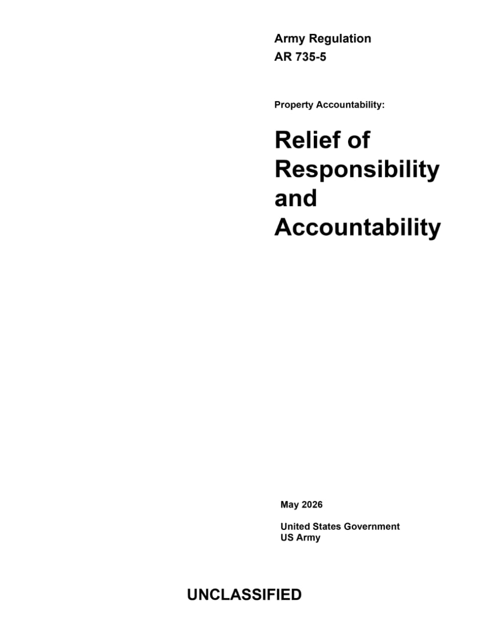capítulo por capítulo baixar Army Regulation AR 735-5 Property Accountability: Relief of Responsibility and Accountability May 2026