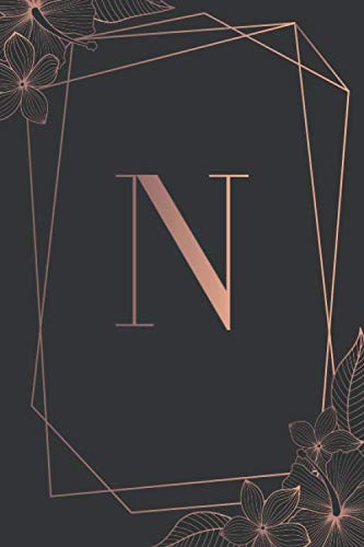 capítulo por capítulo baixar N: Luxury Personalized Lined Journal Dark Background & Rose Gold Floral Print | Pretty Initial Monogram Letter Ruled Notebook | Diary for Writing &... | Journal Gift (6 x 9-110 lined pages)