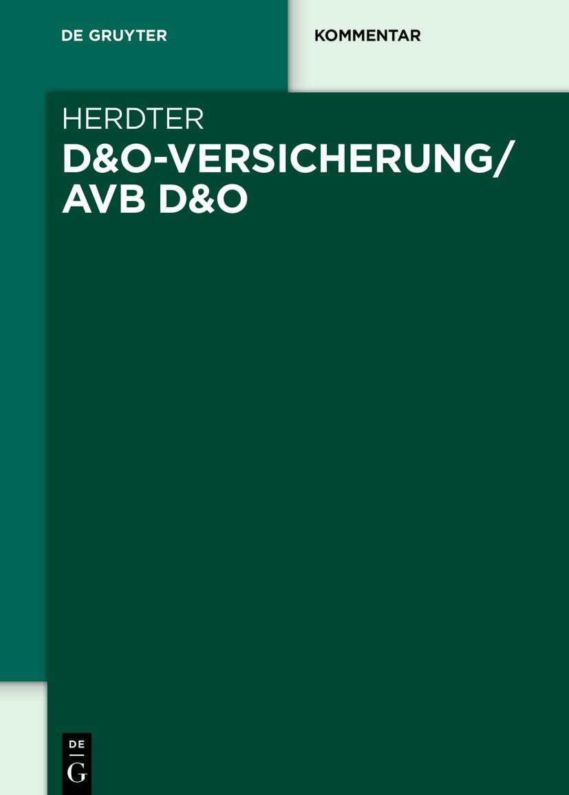 capítulo por capítulo baixar D&O-Versicherung/AVB D&O (De Gruyter Kommentar) (German Edition)