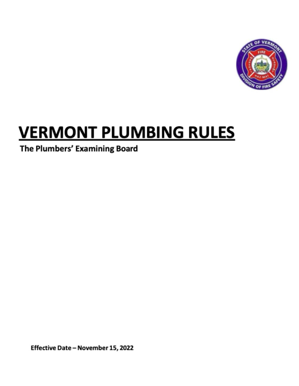 VERMONT PLUMBING RULES: Effective Date - November 15, 2022 baixar livro de graça