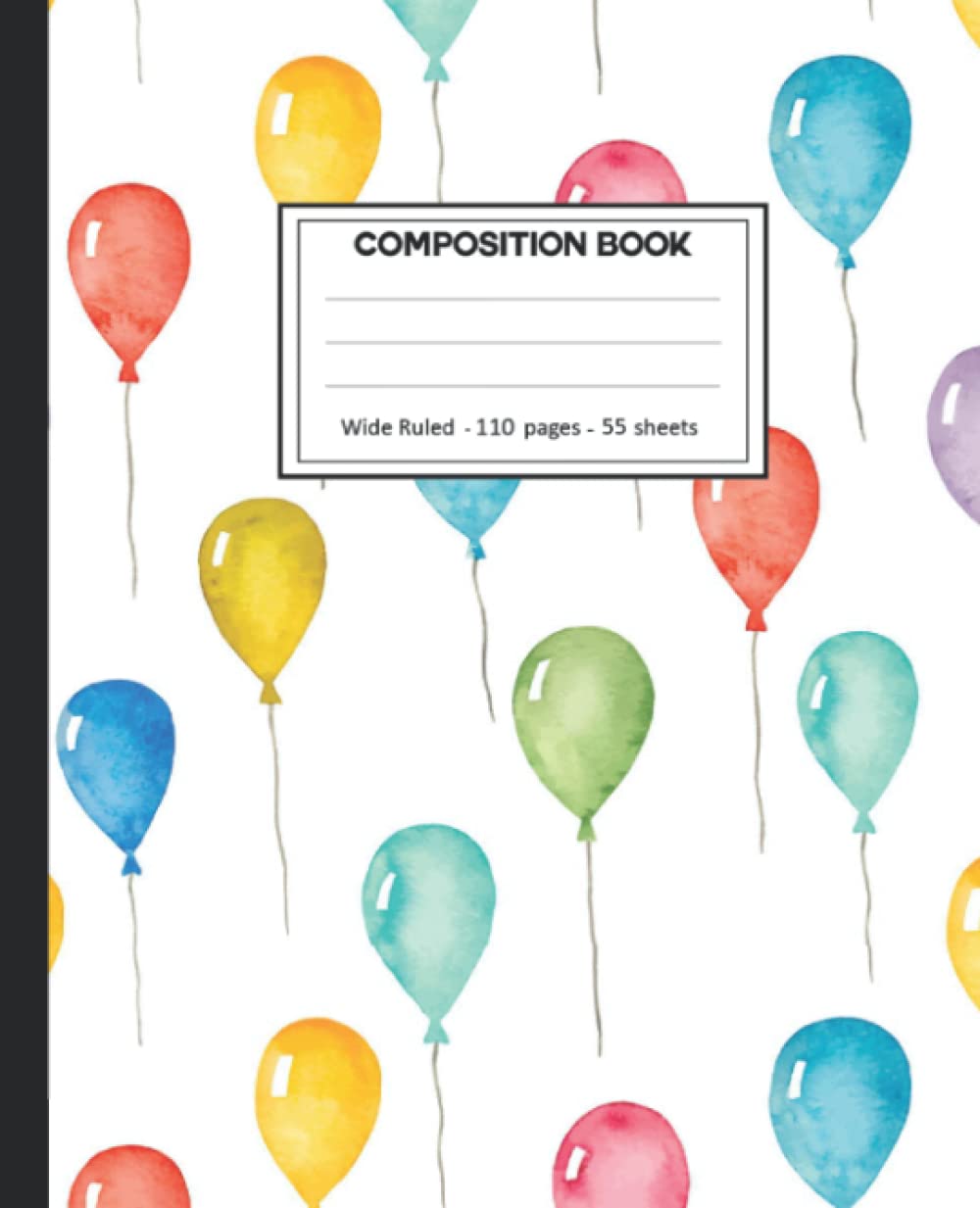 ler totalmente Composition Notebook: College Ruled: 110+ Lined Pages Writing Journal: Balloons on White.