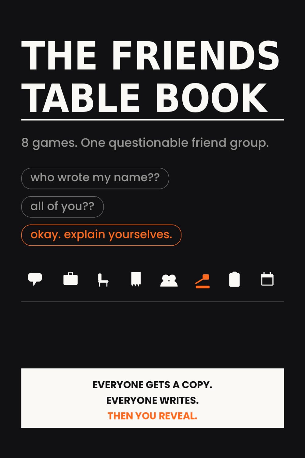 ler totalmente The Friends Table Book: 8 Complete Party Games for the Friends Who Know Too Much — Write in Secret, Reveal Together (One Copy Per Player) (The Table Book Series)