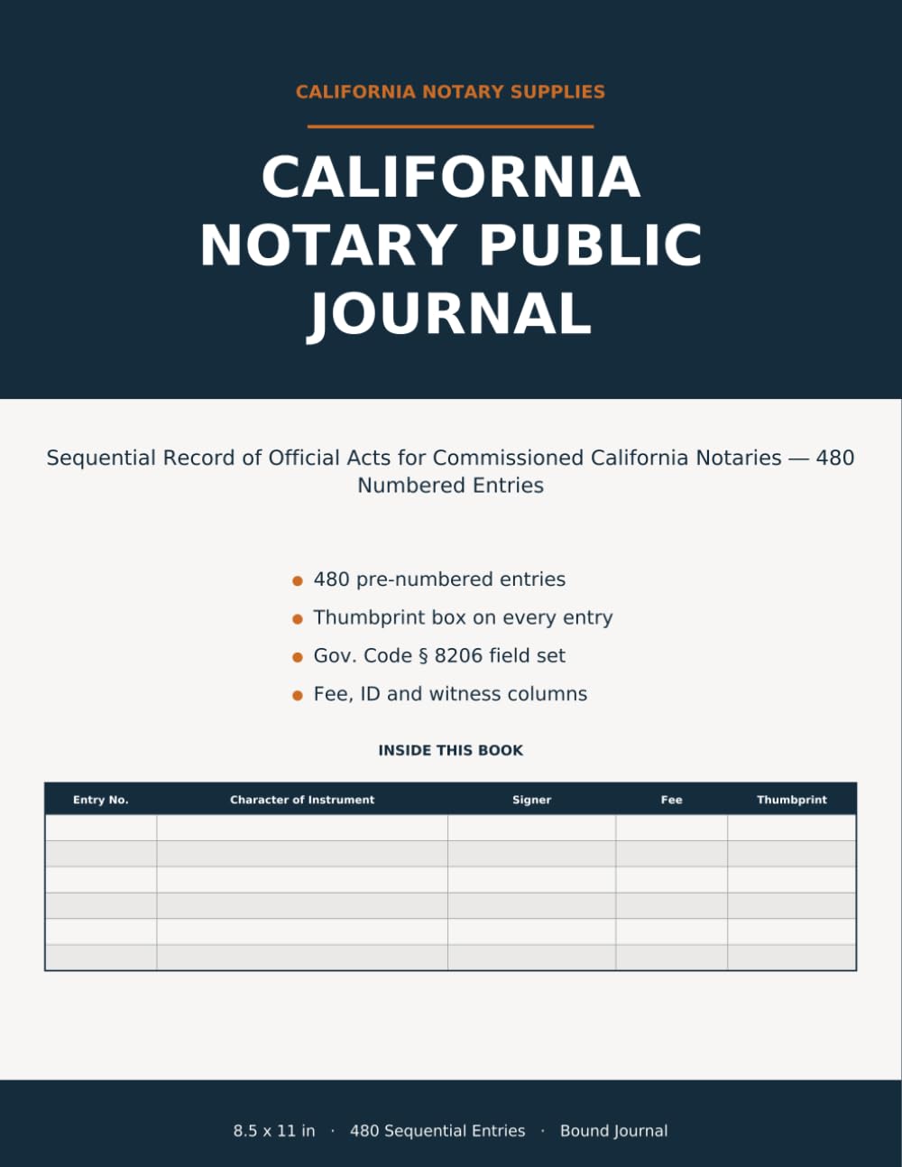 capítulo por capítulo baixar California Notary Public Journal: Sequential Record of Official Acts — 480 Pre-Numbered Entries with Thumbprint Space