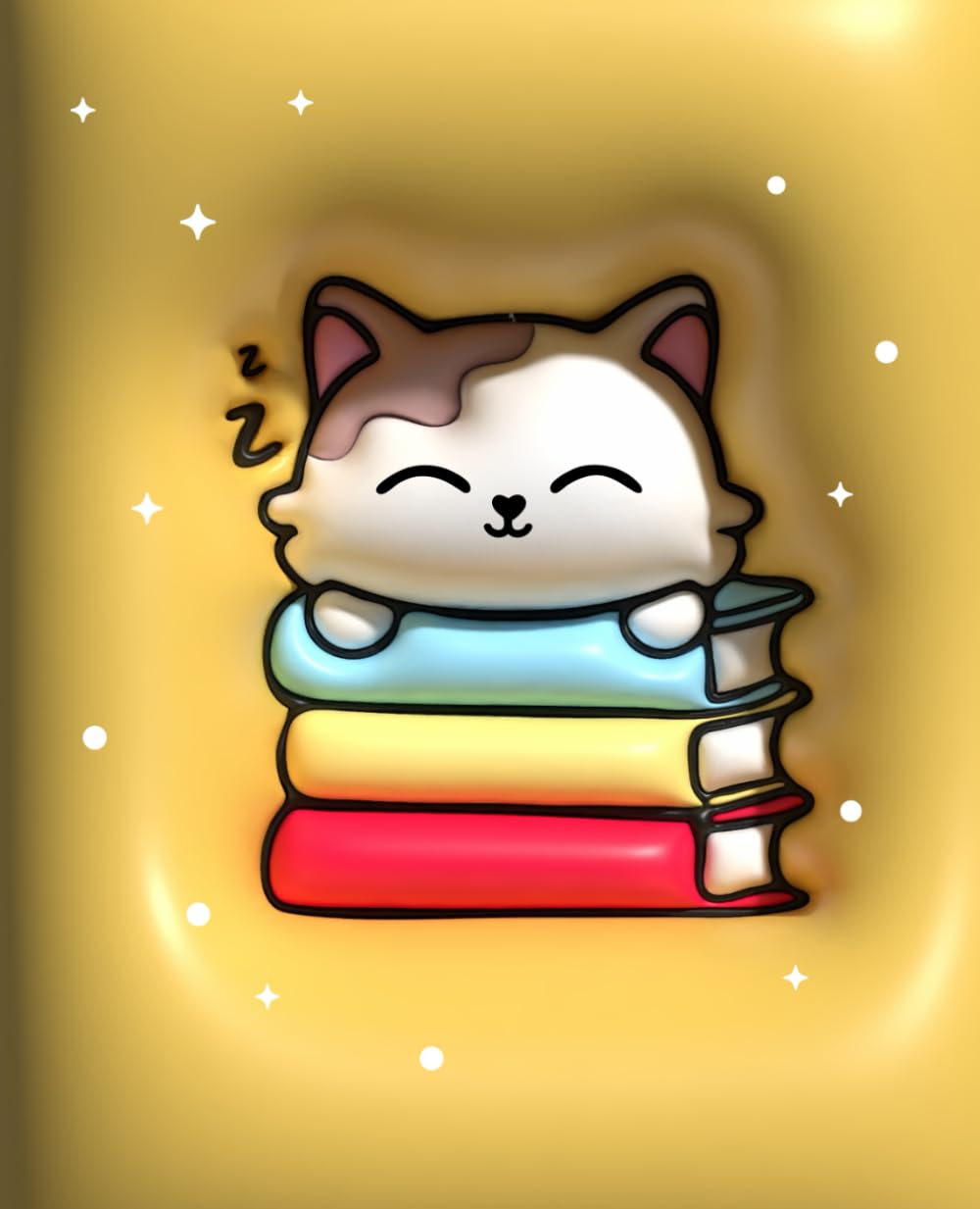3D Inflated Kawaii Cat Sleeping on Books Composition Notebook: Cute 7.5x9.25" Journal for School, College, & Daily Journaling | 110 Lined Pages baixar o livro de graça