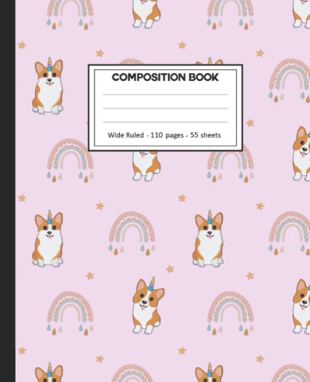 ler totalmente Composition Notebook: College Ruled: 110+ Lined Pages Writing Journal: Corgi on White.