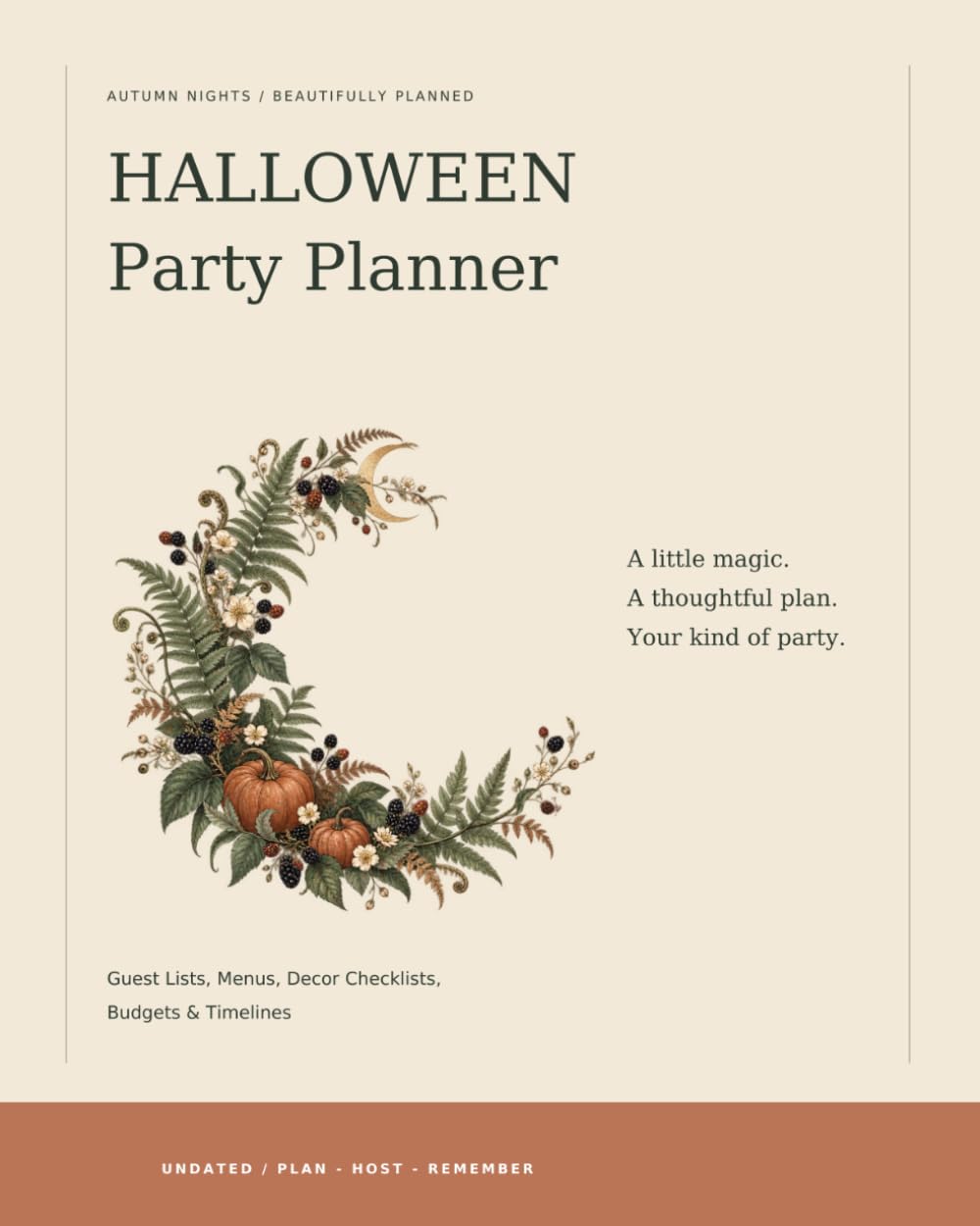 Halloween Party Planner: Moonlit Botanicals Host Journal: Autumn Gathering & Harvest Feast Organizer with Guest Tracker, Seasonal Menu, Botanical Decor Checklist & Budgets (8x10 Color) baixar o livro de graça