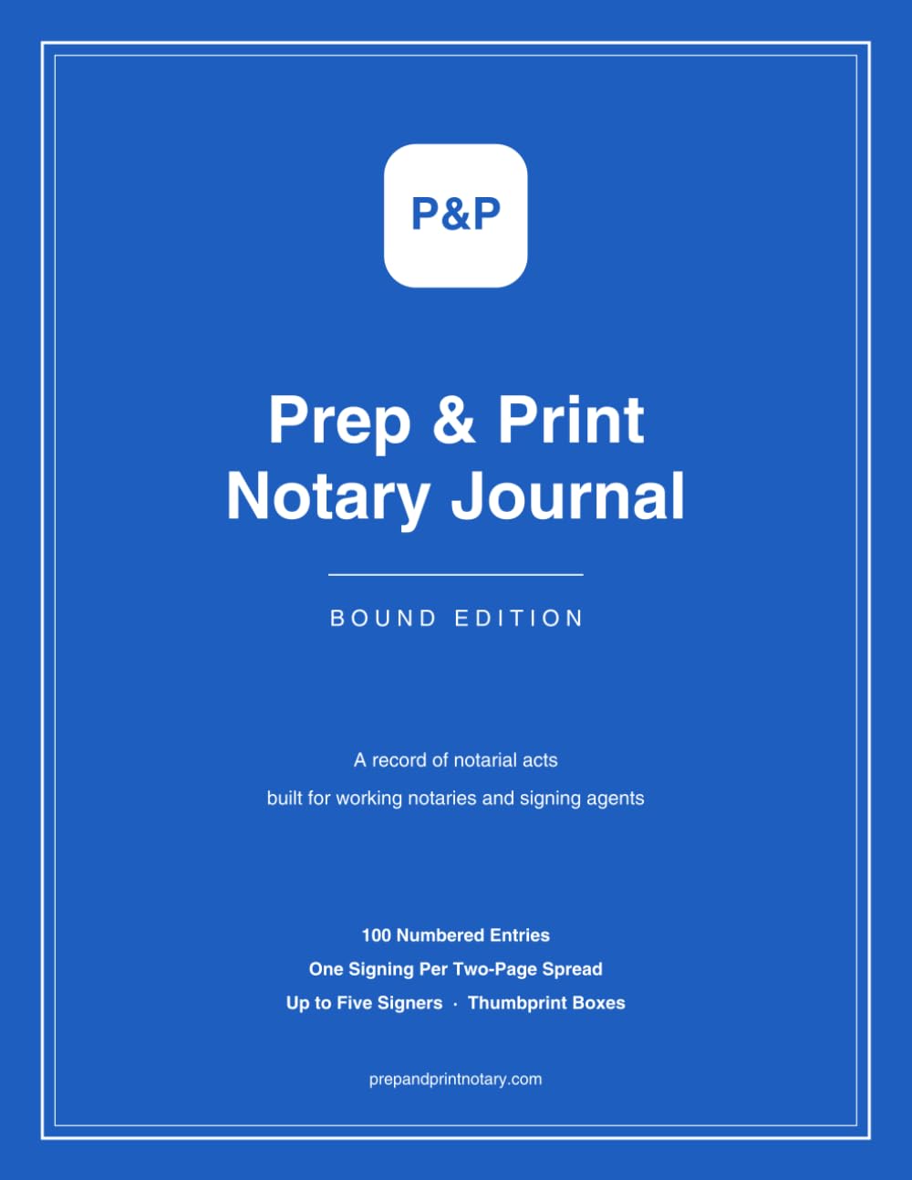 Prep & Print Notary Journal: Bound Record of Notarial Acts, One Signing Per Two-Page Spread, Up to 5 Signers with Thumbprint Boxes — Blue baixar o livro de graça