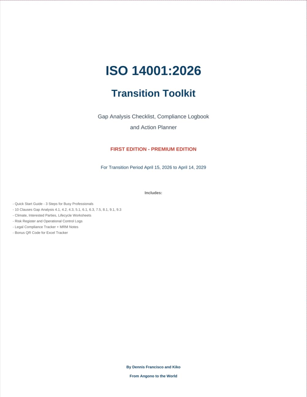 ISO 14001:2026 Transition Toolkit: Gap Analysis Checklist, Compliance Logbook and Action Planner - First Edition for 2026 to 2029 Transition baixar o livro de graça