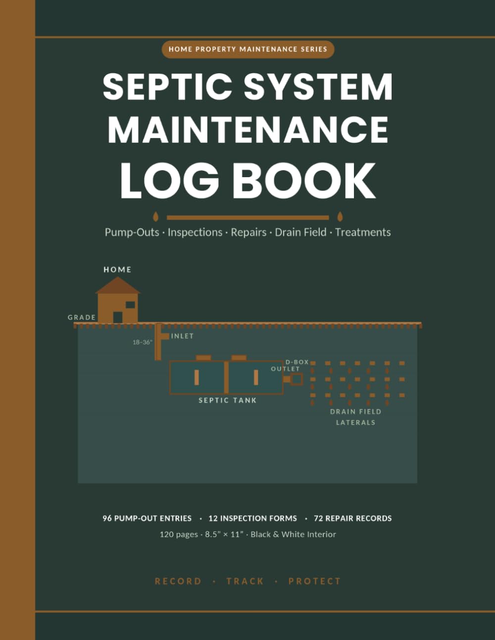 ler totalmente Septic System Maintenance Log Book | A Complete Record Book to Track Septic Tank Pump-Outs, Inspections, Drain Field Checks, Repairs, and Treatments... Service Providers | Black & White Interior