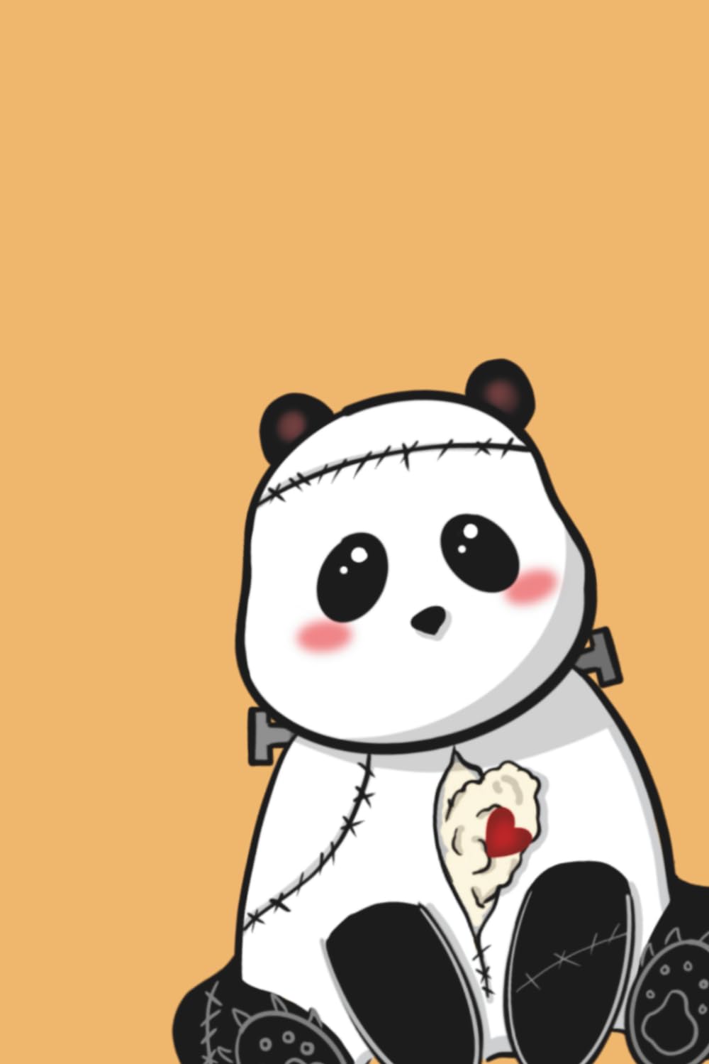 Franken-Panda Kawaii Notebook: Cute Creepy Stitched Panda with Heart Journal baixar o livro de graça