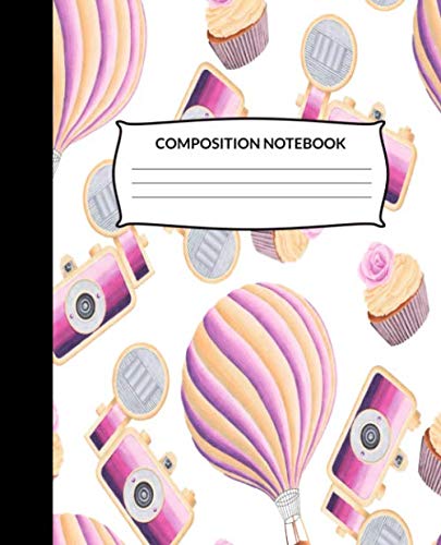 Composition Notebook: Watercolor Camera, Cupcake, Hot Air Balloon Wide Ruled Lined Paper Notebook Journal baixar livro de graça