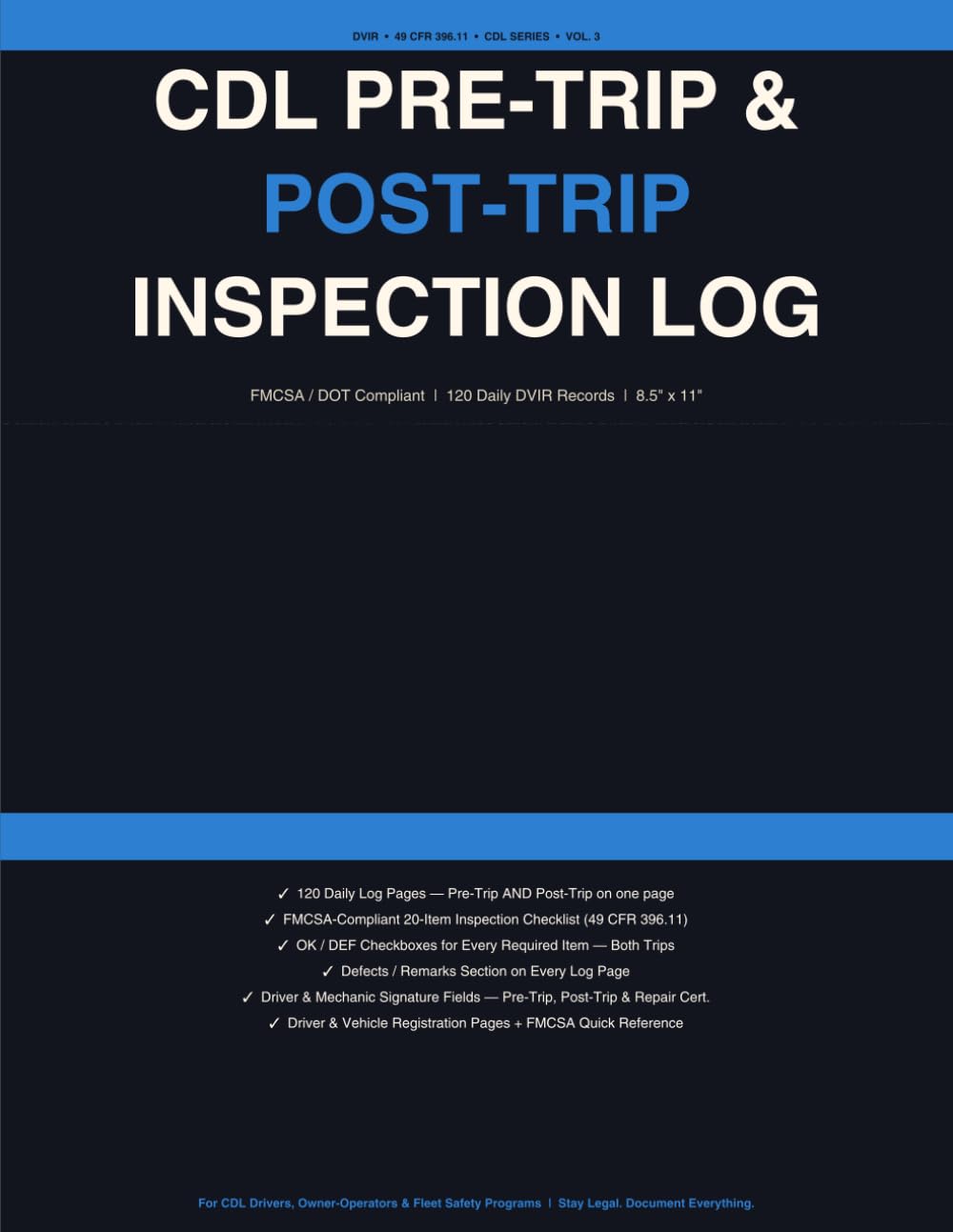CDL Pre-Trip & Post-Trip Inspection Log Book: FMCSA/DOT Compliant Daily DVIR | 120-Day Vehicle Inspection Record baixar o livro de graça