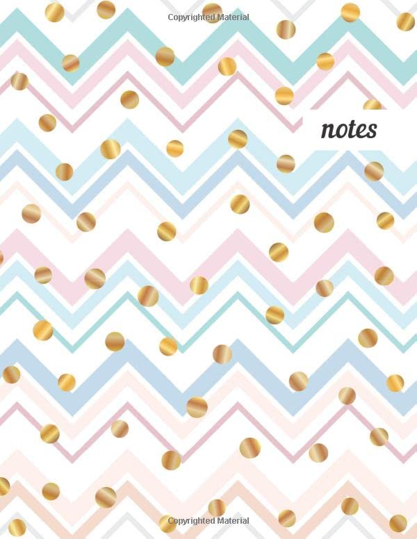 ler totalmente Notes: College Ruled Lined Journal, Cute Golden Pattern Design - Perfect for Office, School, College, Writing & Note Taking - Large 8.5 x 11 inches - 110 Pages