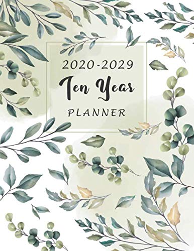 ler totalmente 2020-2029 Ten Year Planner: Nature Watercolor Frame | 10 Year Monthly Calendar Organizer Notebook | Time Management | Monthly Schedule Journal |... Goals Logbook | At a Glance 2020-2029 Planner
