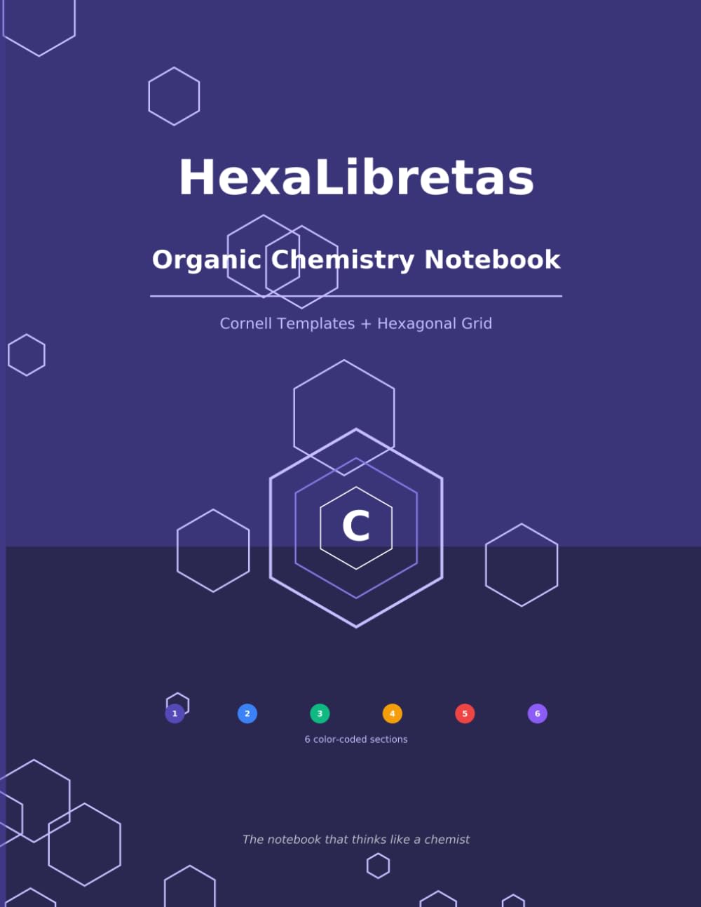ler totalmente Organic Chemistry Notebook: Cornell Note Templates with Hexagonal Grid | 6 Color-Coded Sections | Periodic Table, Functional Groups & Reaction Mechanism Reference Pages | Large 8.5 x 11