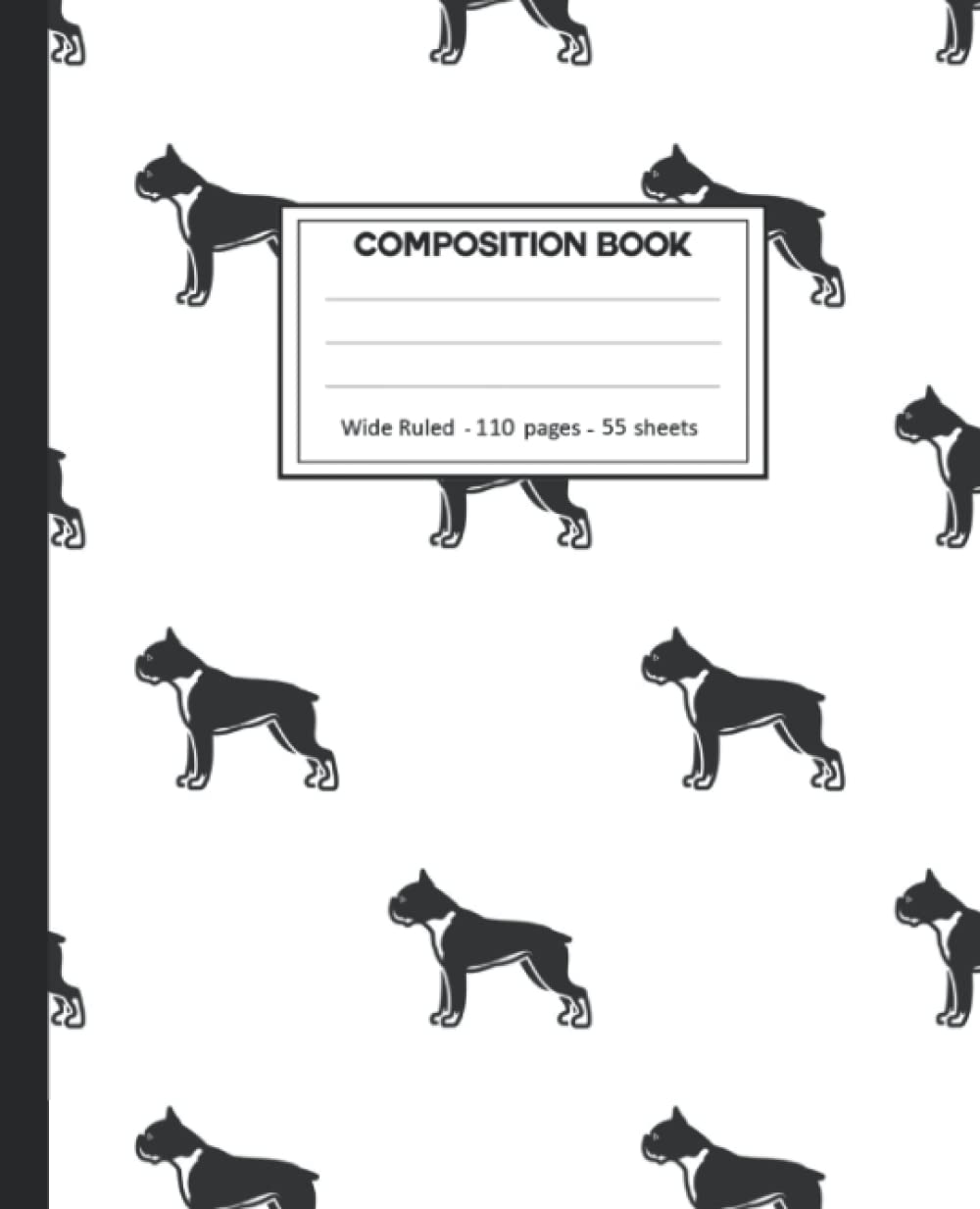 ler totalmente Composition Notebook: College Ruled: 110+ Lined Pages Writing Journal: Boxer on White.