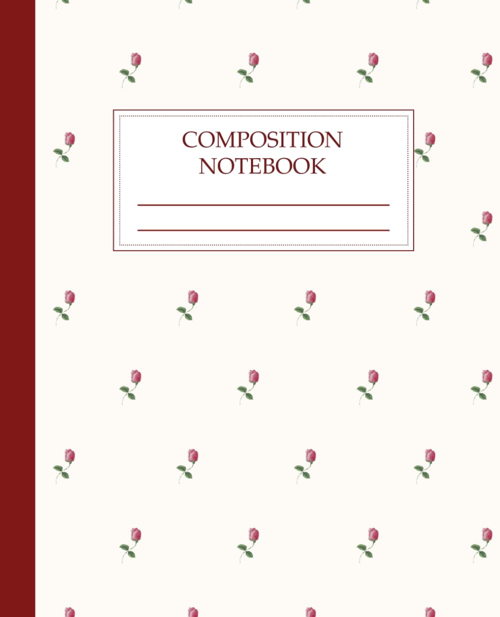 Composition Notebook College Ruled: Tiny Red Roses Bud Aesthetic Journal for School, College & Work