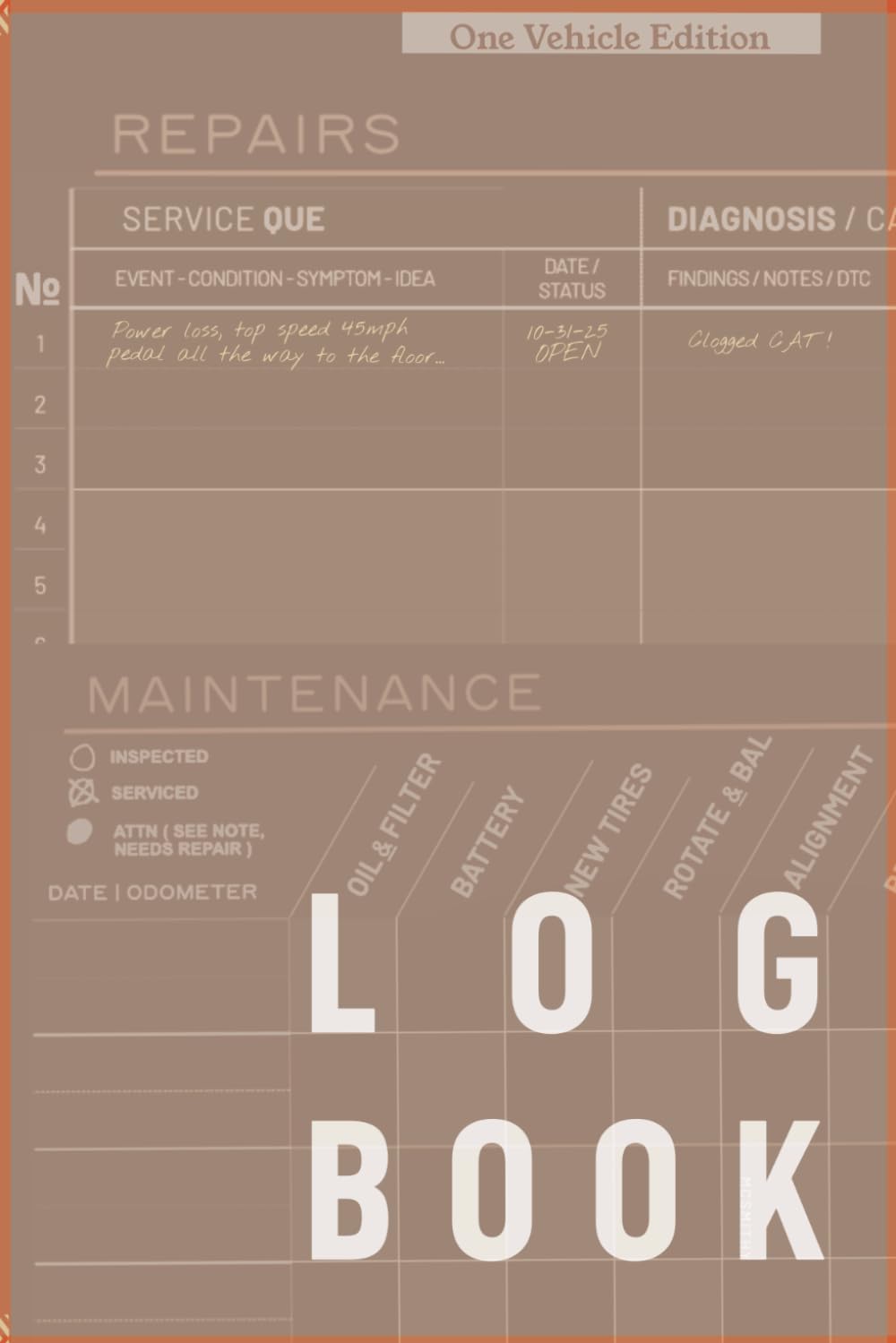 Log Book: Maintenance, Diagnostics & Repair Records for One Vehicle baixar o livro de graça
