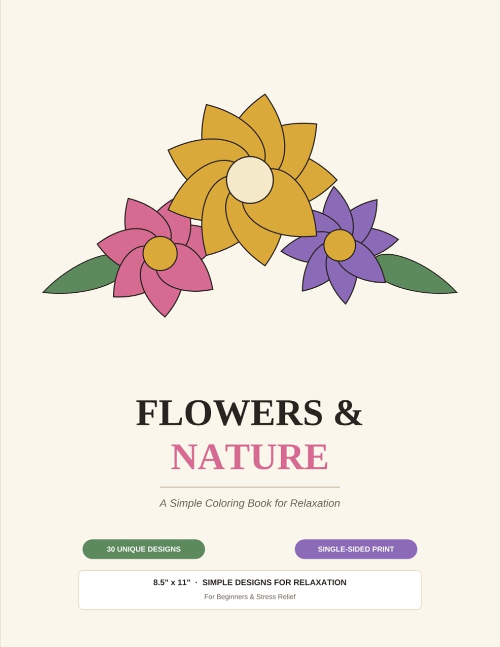 ler totalmente Flowers & Nature: A Simple Coloring Book for Relaxation