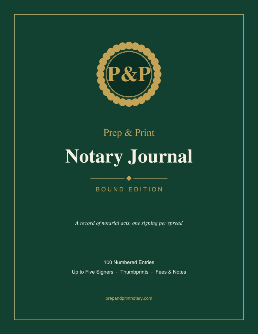 capítulo por capítulo baixar Prep & Print Notary Journal: Bound Record of Notarial Acts, One Signing Per Two-Page Spread, Up to 5 Signers with Thumbprint Boxes — Emerald