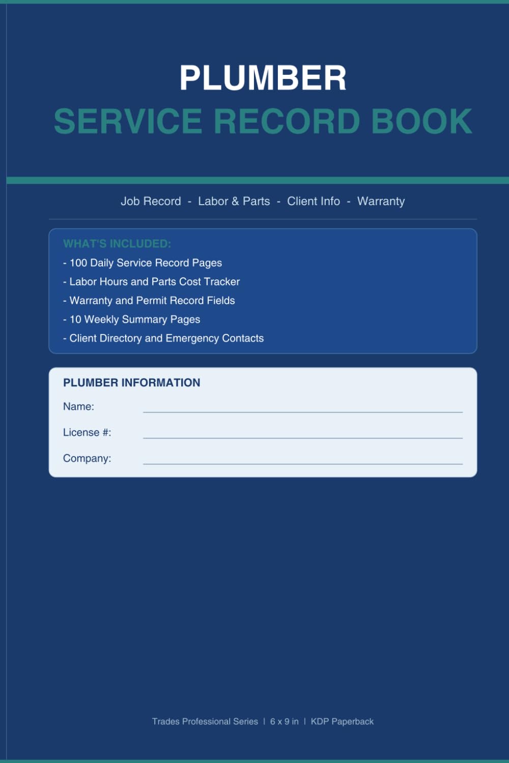 ler totalmente Plumber Service Record Book: 100 Daily Service Logs with Labor Hours, Parts Tracker, Warranty Notes, Weekly Summary for Plumbers and Contractors