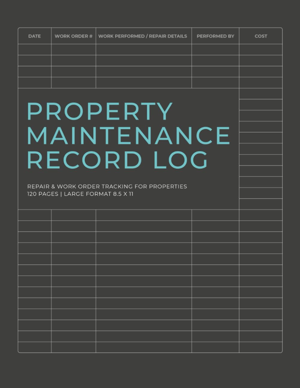 ler totalmente Property Maintenance Record Log Book: Repair & Work Order Tracking for Properties | Landlord & Property Manager Maintenance Log | 120 Pages | 8.5 x 11
