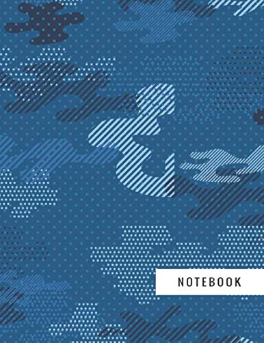Notebook: Plain College Ruled Composition Book, Writing Journal with Camouflage Army Blue Military Pattern Design - Large 8.5 x 11 inches - 110 Pages baixar livro de graça