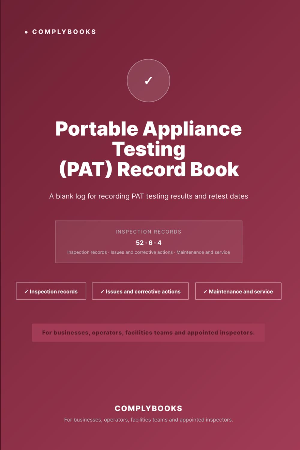 Portable Appliance Testing (PAT) Record Book: A blank log for recording PAT testing results and retest dates baixar o livro de graça