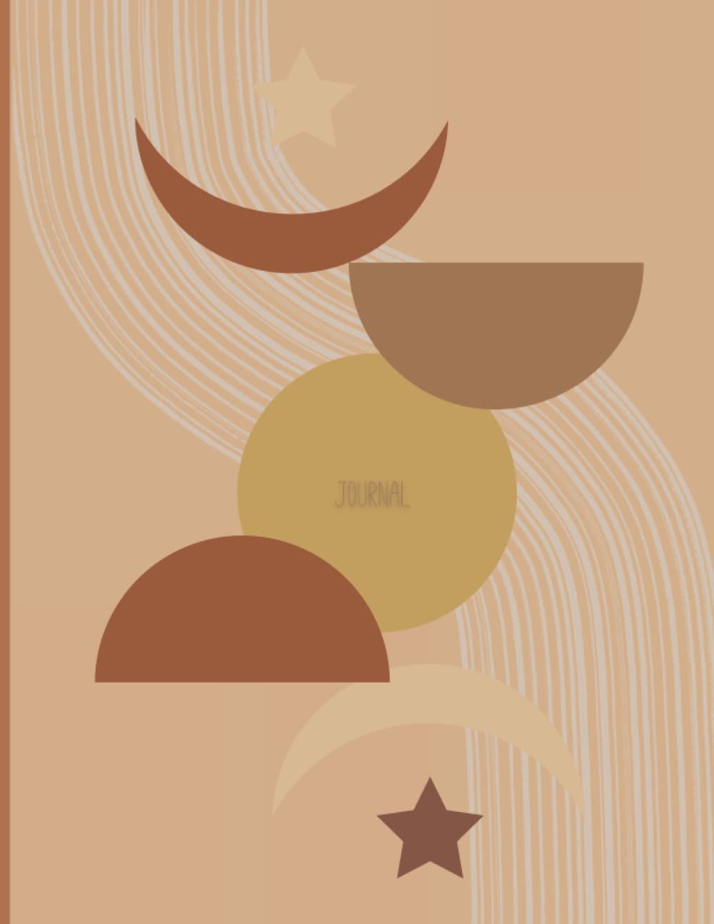 Boho Journal: Boho Moon Phase, Blank Lined Paperback Notebook Journal, College Ruled, Beige Aesthetic Notebook