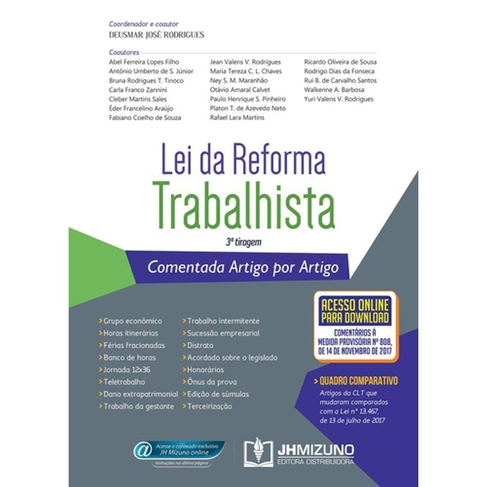 Lei da Reforma Trabalhista Comentada Artigo por Artigo baixar livro de graça
