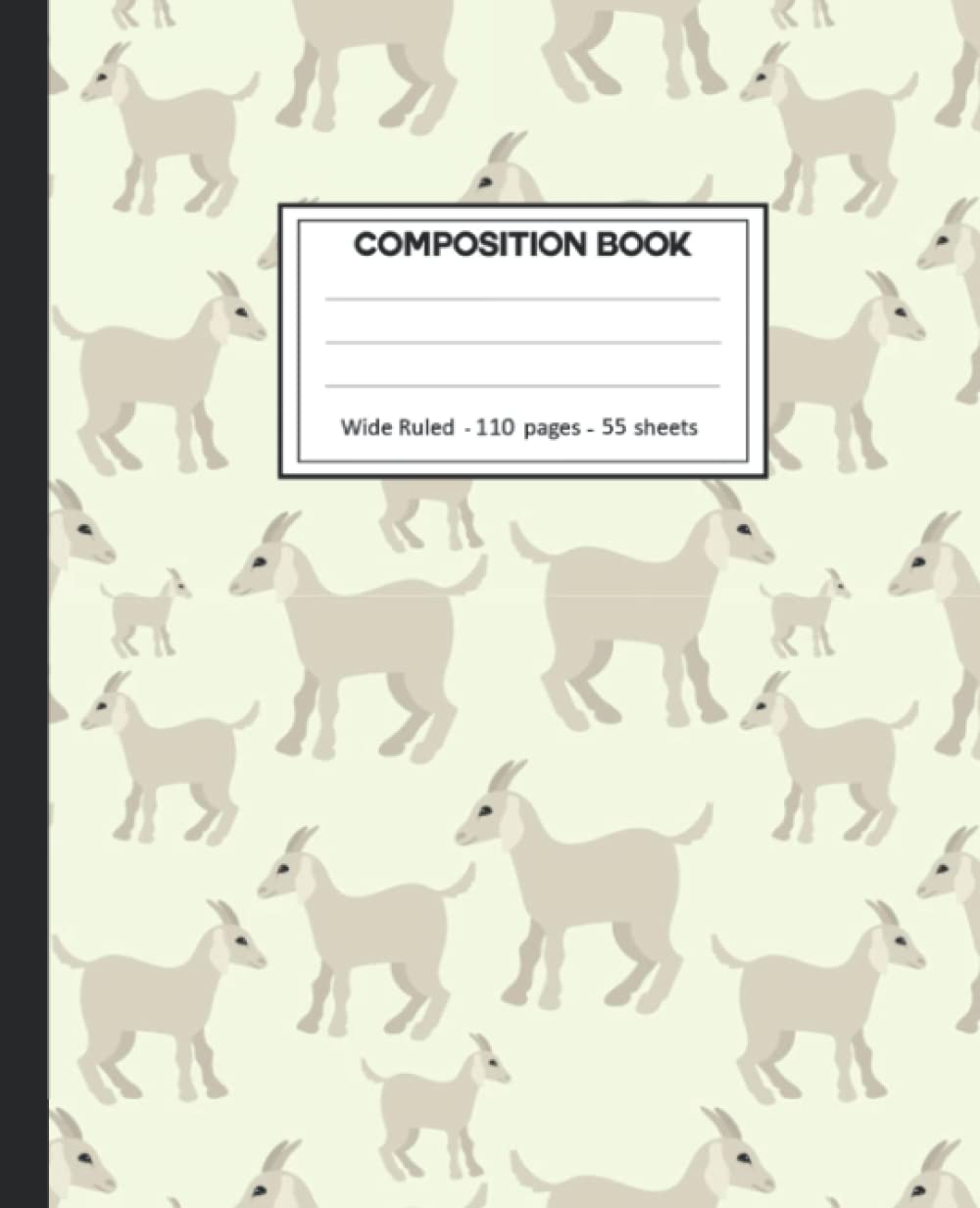 Composition Notebook: College Ruled: 110+ Lined Pages Writing Journal: Goat on White.
