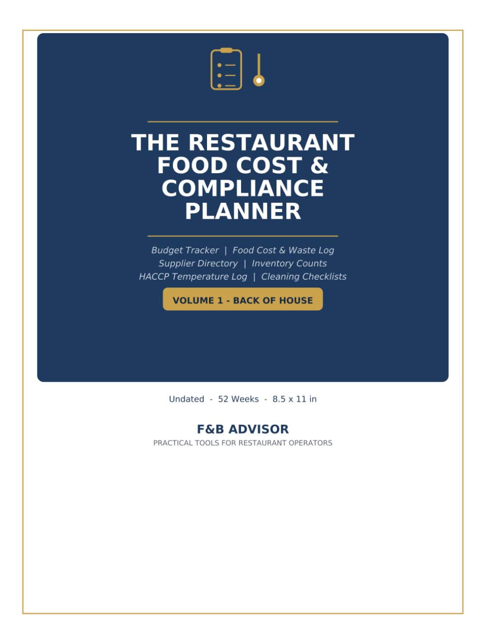 capítulo por capítulo baixar The Restaurant Food Cost & Compliance Planner: Budget Tracker, Food Cost & Waste Log, Supplier Directory, Inventory Counts, HACCP Temperature Log & Cleaning Checklists (Hospitality essentials)