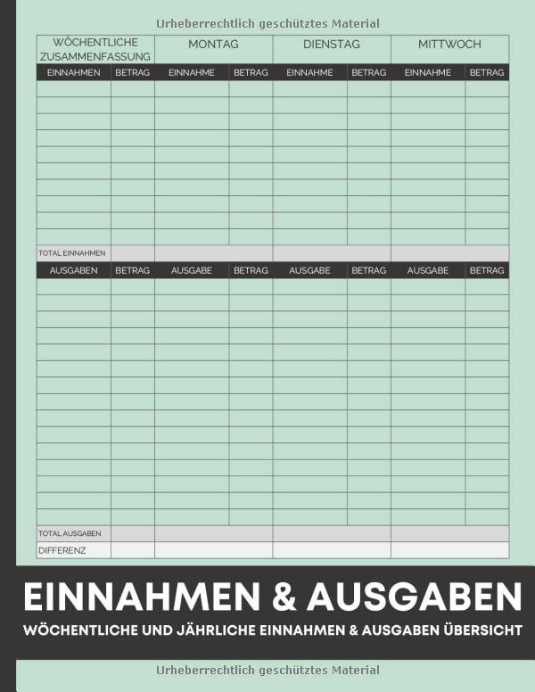 ler totalmente Einnahmen & Ausgaben - Wöchentliche und Jährliche Übersicht: Grosses Kassenbuch Perfekt für Kleinunternehmen oder Privatpersonen, um täglich Einkommen... Organizer Finanzplaner) (German Edition)