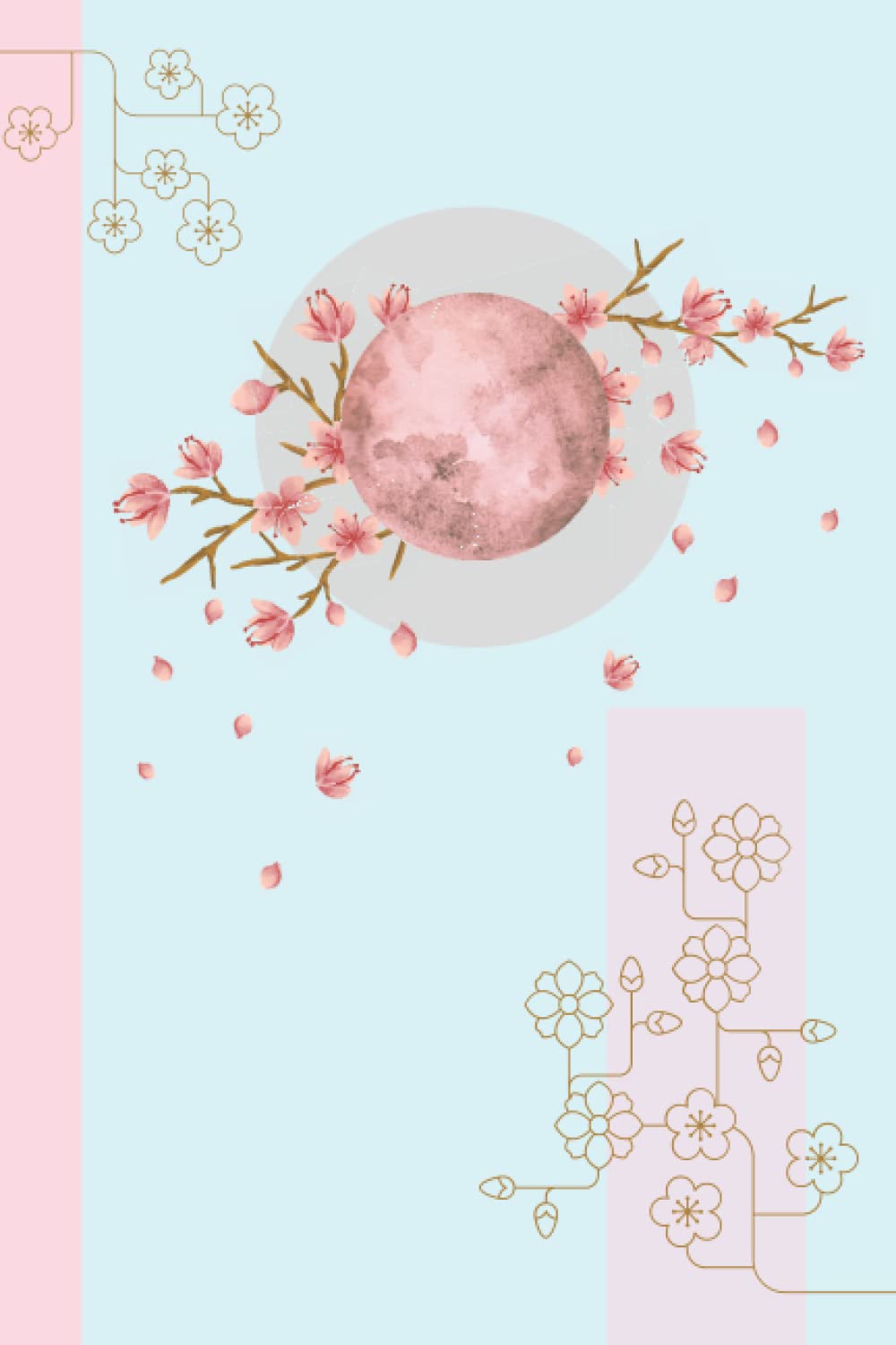ler totalmente Notebook: Blue & Pink Cherry Blossom Cover Blank Lined Notebook, 6" x 9", 120 Pages, Writing Journal Diary