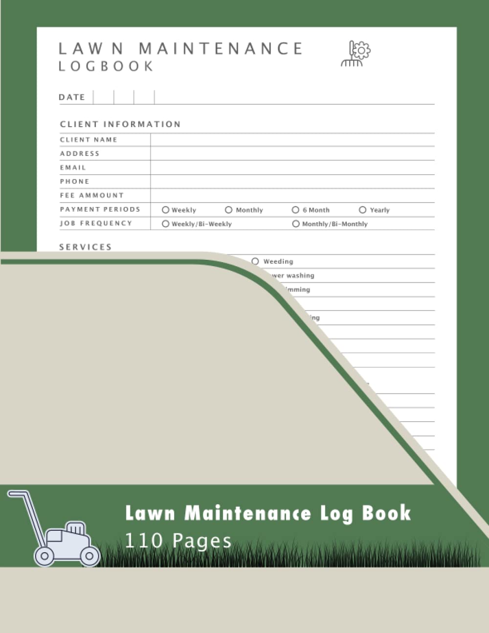 Lawn Maintenance Log Book: Lawn Mower Business Book | lawn care client log book simple lawn mowing and landscape in 8,5 x 11 inches, 110 pages | Lawn... track client's Information (German Edition) baixar livro de graça
