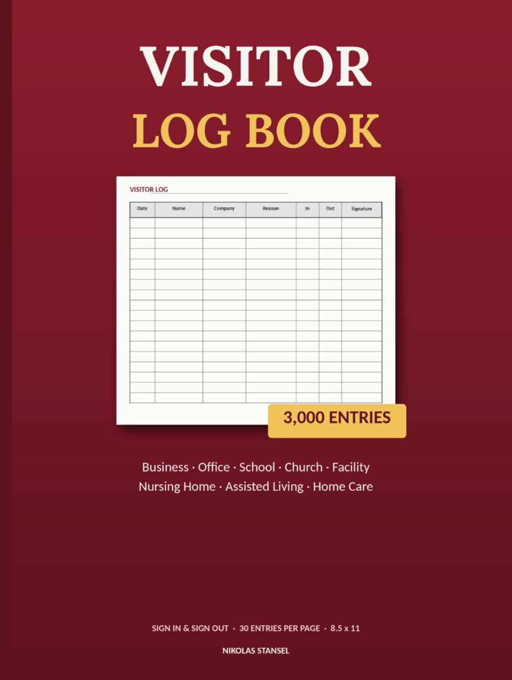 capítulo por capítulo baixar Visitor Log Book: Sign In & Sign Out Register for Business, Office, School, Church, Facility, Nursing Home, Assisted Living & Dementia Care | 3,000 Entries | Red Cover