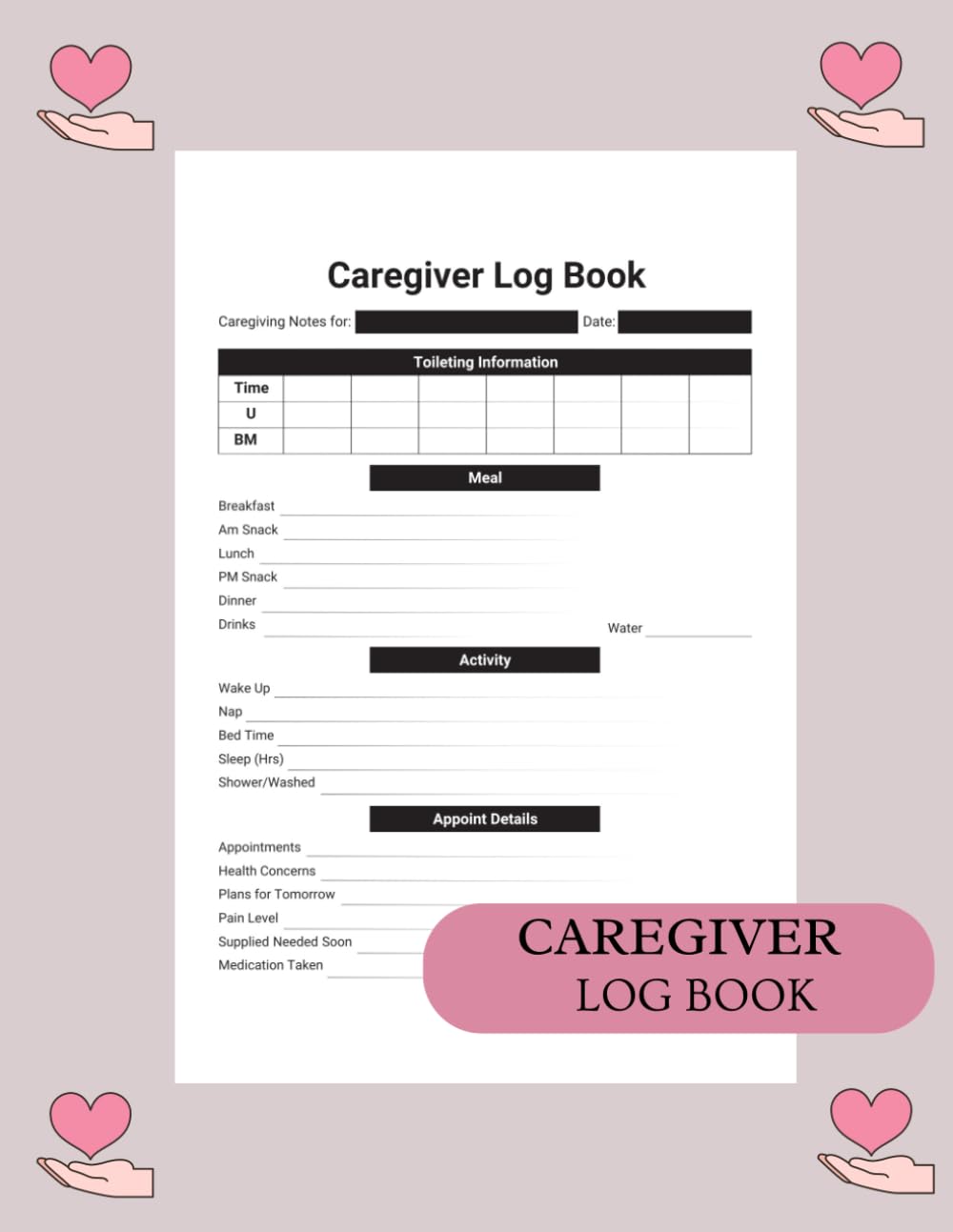Caregiver Log Book: Caregiver Organizer Log Book | Daily Log Book for Assisted Living Patients, Long Term Care & Aging Parents | Patients Medical Diary and Medicine Reminder Log Paperback baixar livro de graça