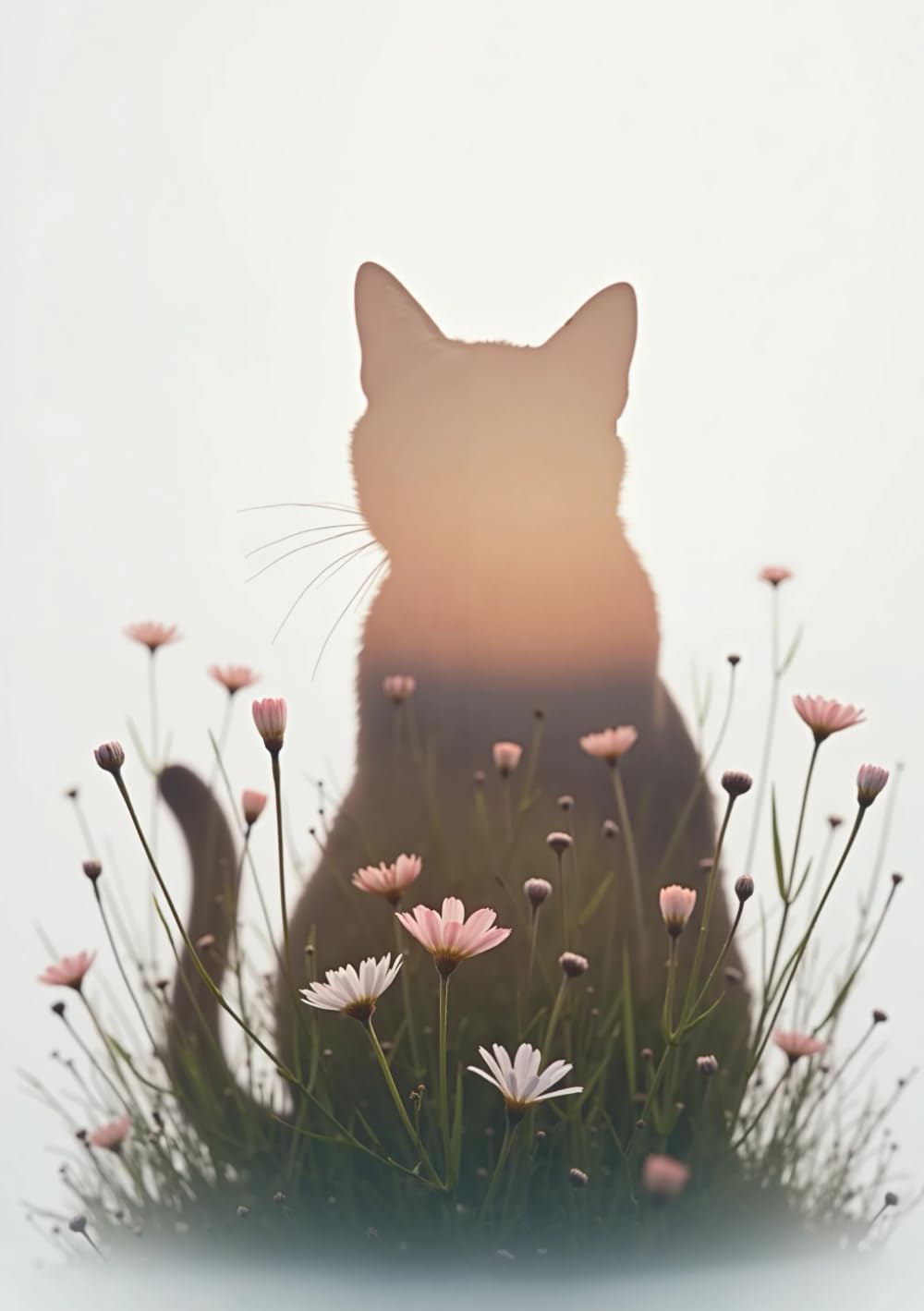 Cat Silhouette Notebook: Softcover, 240 Grid Pages, Glossy