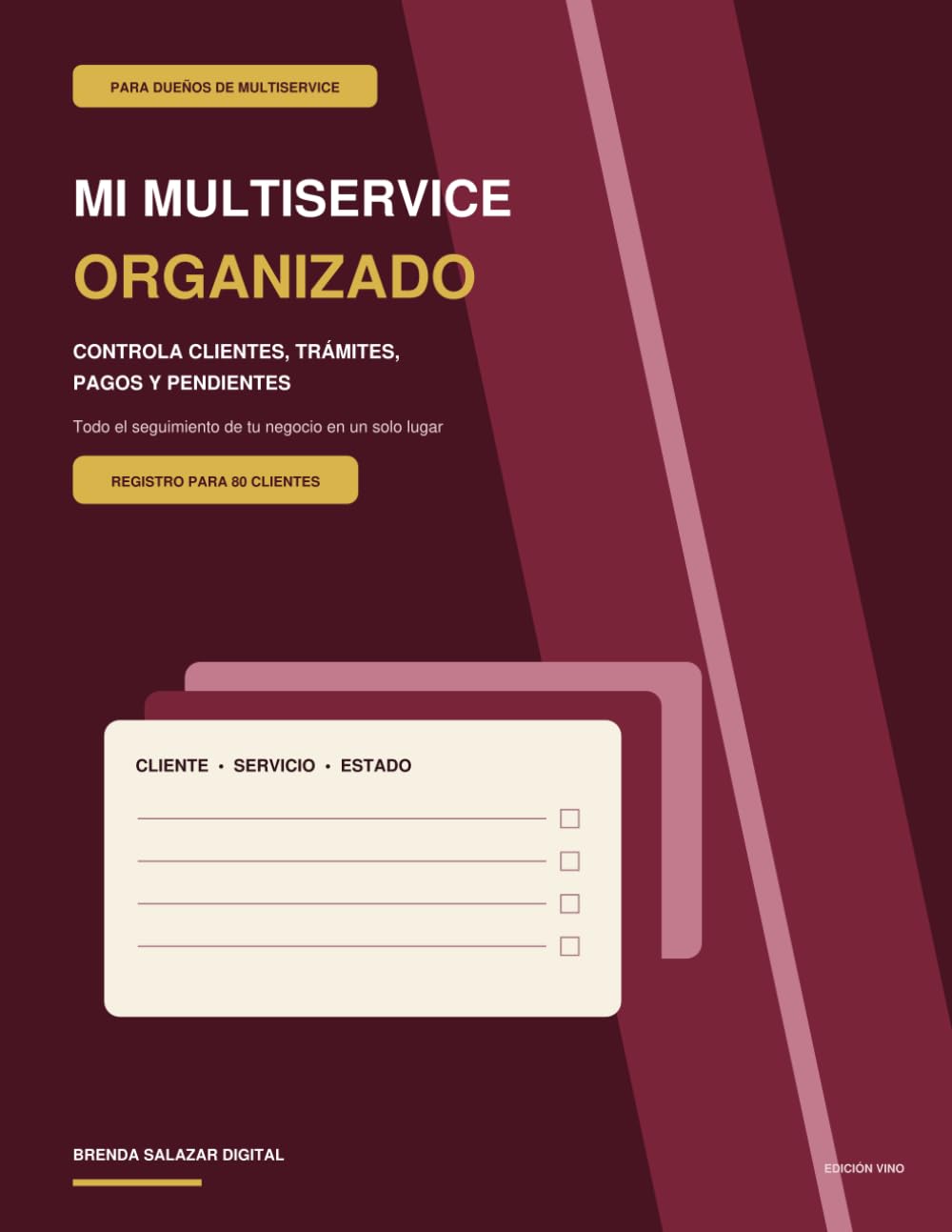 Mi Multiservice Organizado: Para dueños de multiservice: controla clientes, trámites, pagos y pendientes — Edición rojo vino (Spanish Edition) baixar o livro de graça